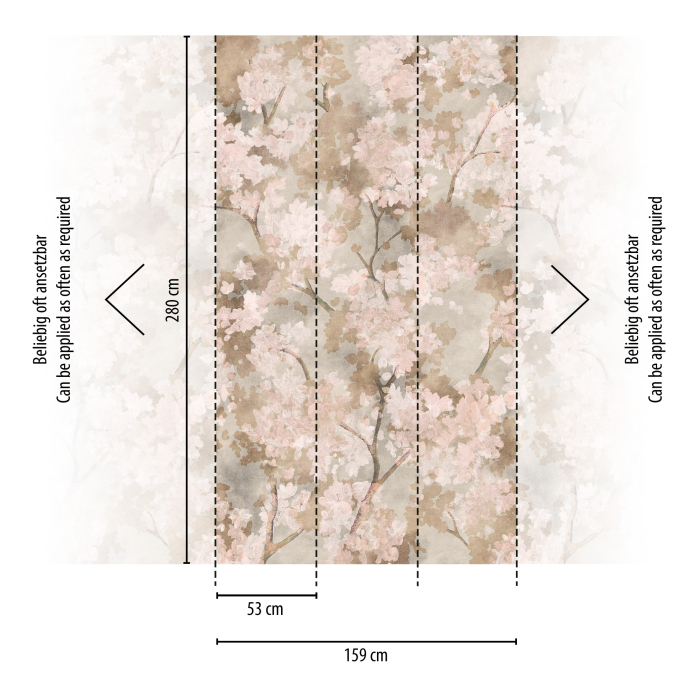 79248-4 Панно AS Creation 159*280, Ветвь бежево-розовая